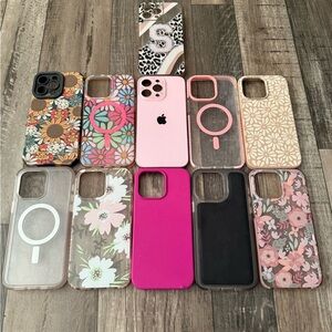 Floral and Solid Color Phone 14 pro Max Cases